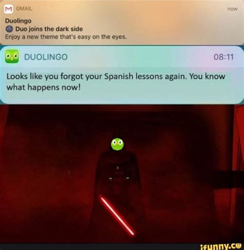 duolingo duo joins the dark side enjoy a new theme that s easy on the eyes looks like you
