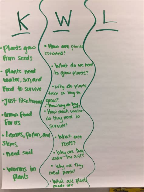 Plants Kwl Anchor Chart Kwl Chart Kwl Education