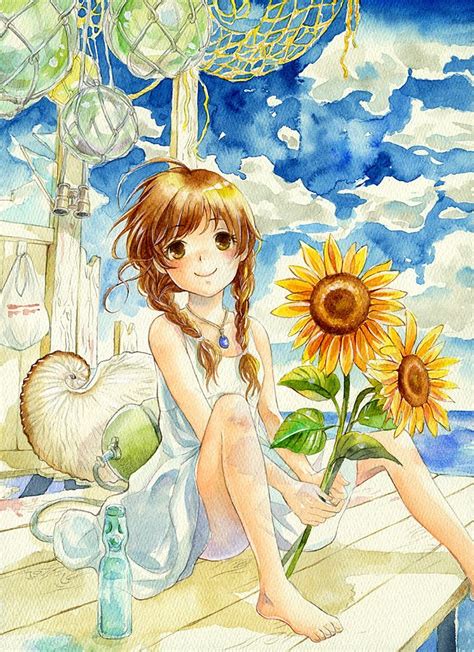 Summer I Love Anime Manga Drawing Manga Art Watercolor Illustration