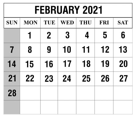 February Calendar 2021 Printable Free Printable Calendar Monthly
