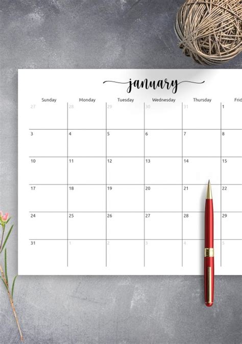 January 2022 Printable Calendar Minimalist Academic Calendar 2022