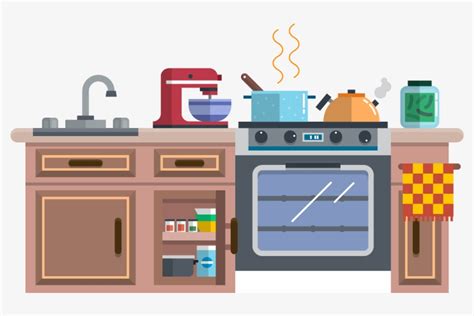 Kitchenware Animation Cartoon Kitchen Cabinets Cartoon Png Image