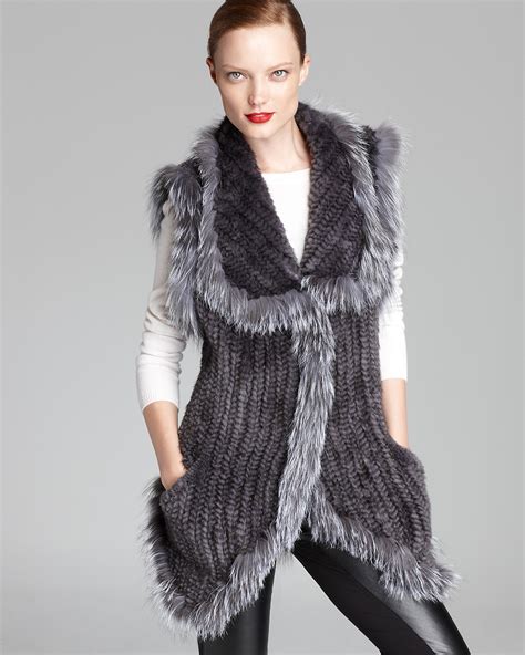 Maximilian Knitted Mink Vest With Fox Fur Trim Bloomingdales