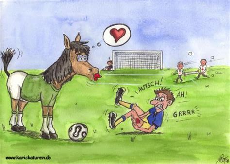 Fußball Pferdekuss 2006 By Portraits Karikaturen Sports Cartoon
