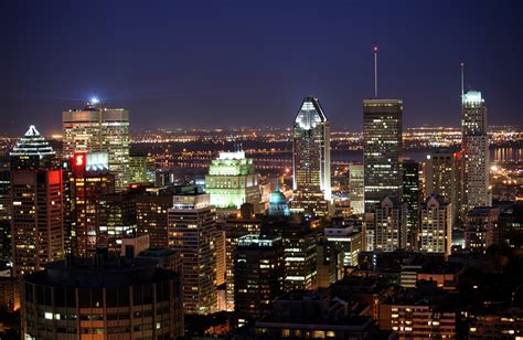 Montreal At Night As Seen From Kondiaronk Belvedere Mount Royal