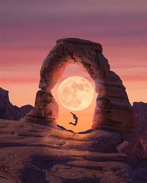 Arches National Park Utah United States Moon Photography Moon