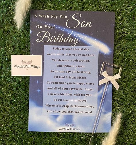 A Wish For You Son On Your Birthday Grave Card Memorial Card Etsy