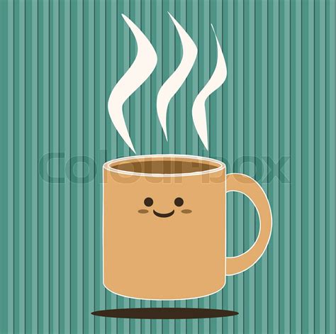 Smiling Coffee Cup Cute Cartoon Illustration Stock Vektor Colourbox