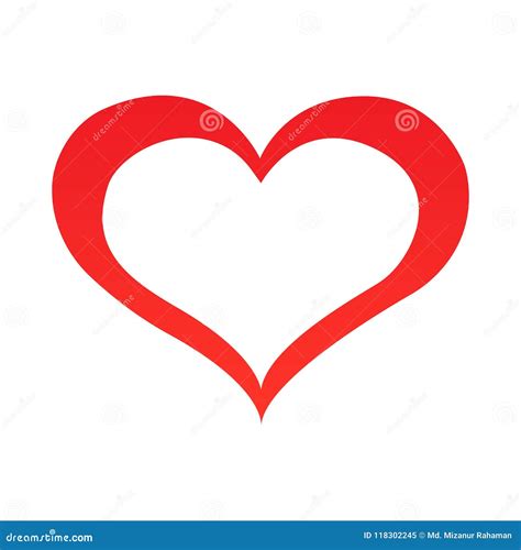 Abstract Heart Shape Outline Vector Illustration Red Heart Icon In