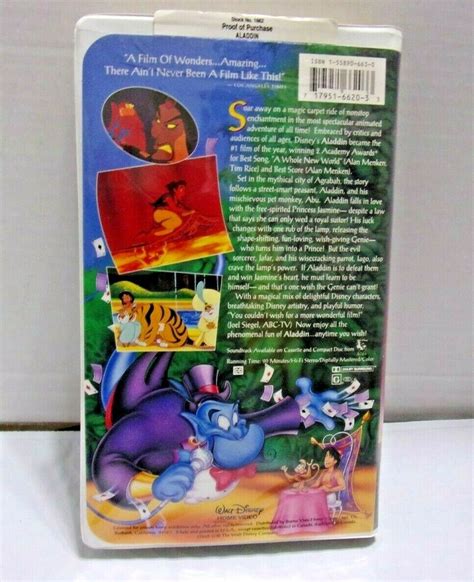 Mavin Vintage Aladdin Walt Disney Movie Black Diamond Classic Vhs Video Tape