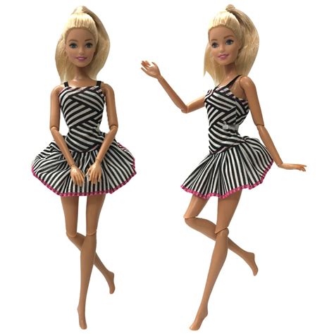 nk newest doll dress black and white stripes party clothes top fashion dress for barbie doll