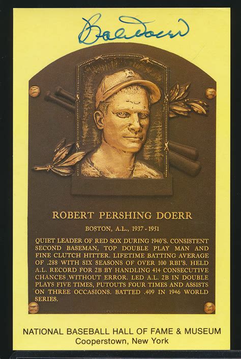 Lot Detail Autographed Baseball Hof Gold Plaque Postcard Bobby Doerr