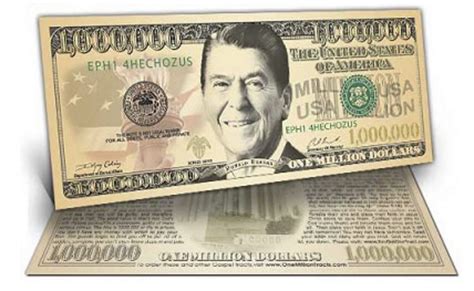 Million Dollar Bill Gospel Tract: President Reagan -100 per
