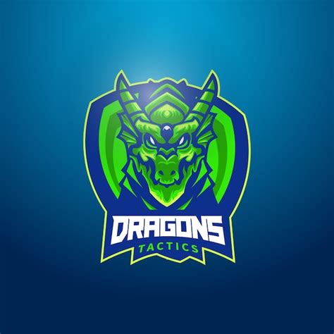 Premium Vector Green Dragon Head Mascot Logo With Shield