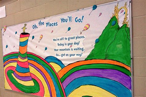 bulletin board ideas for dr seuss celebration oh the places you ll go dr seuss bulletin