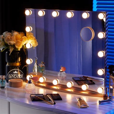 Luxfurni Vanity Mirror With Makeup Lights Large Hollywood