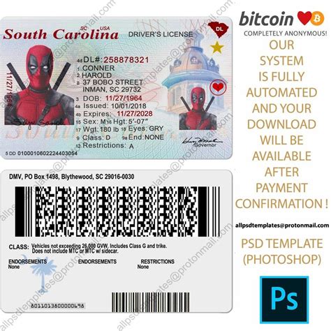 South Carolina Driver License Template Driver License Template Psd