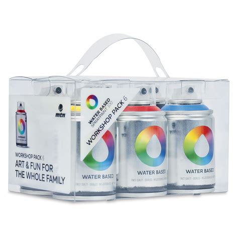 Mtn Water Based Spray Paint Workshop Pack Of 6 100 Ml Cans Blick