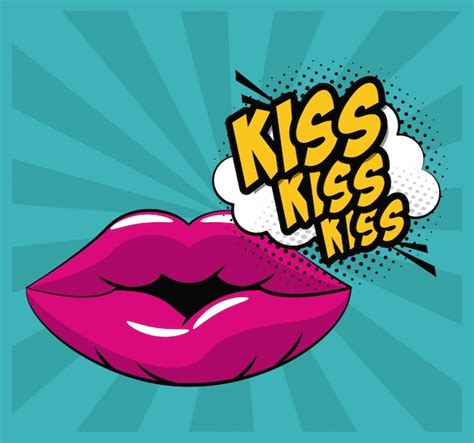 Premium Vector Lips Kiss Pop Art Icon
