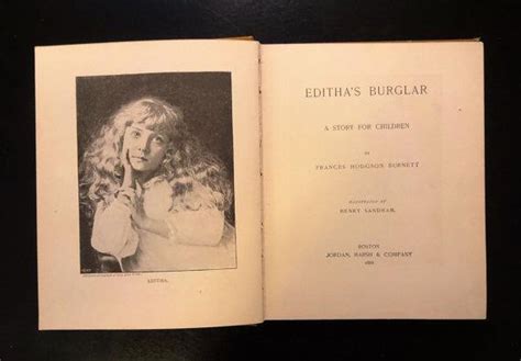 Edithas Burglar By Frances Hodgson Burnett Good Hardcover 1888 1st