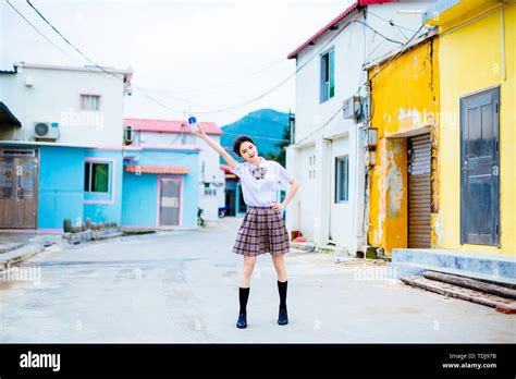 Japanese Girl In Xiaoyu Village Upper Kawashima Stock Photo Alamy