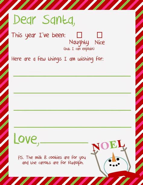 Cute And Simple Letter To Santa For Young Children Christmas
