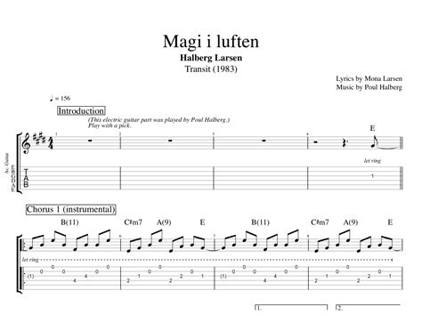 magi i luften · halberg larsen guitar bass tabs chords sheet music — play like the