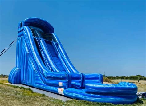 Jumping Party Bounce Houses 22ft Single Lane Water Slide Big Blue