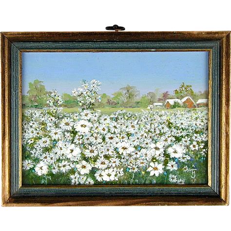 Vintage C1930s Oil Painting Field Of Daisies Daisy Flowerseverywhere