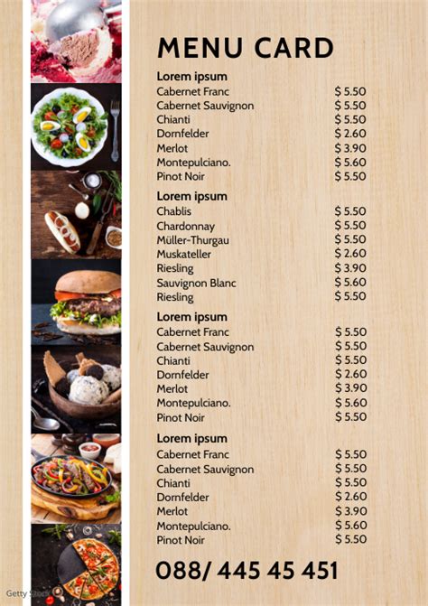 Copy Of Menu Card Restaurant Template Price List Postermywall