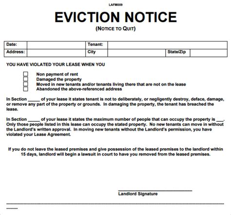 Free Eviction Notice Letter Templates In Pdf Ms Word