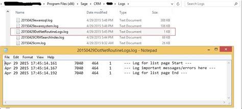 Create Log File Using Net Api Sage Crm Tips Tricks And Components