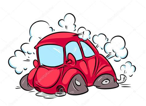 Red Car Accident Flat Tire Cartoon Stock Illustration By Efengai