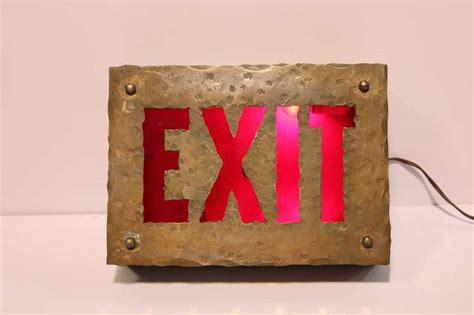 Early 1900s Brass Light Up Exit Sign At 1stdibs