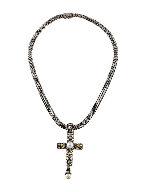 John Hardy Pearl Cross Pendant Necklace Necklaces Jha27259 The