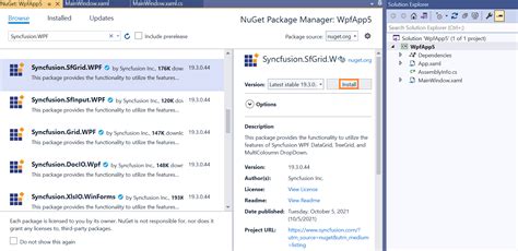 Install Syncfusion WPF NuGet Packages Syncfusion