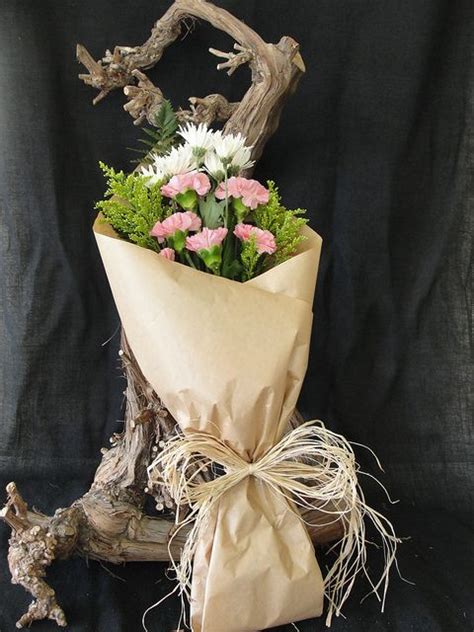Cone Wrapped Brown Craft Paper Flower Wrapping