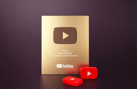 Premium Psd Gold Play Button Youtube Mockup