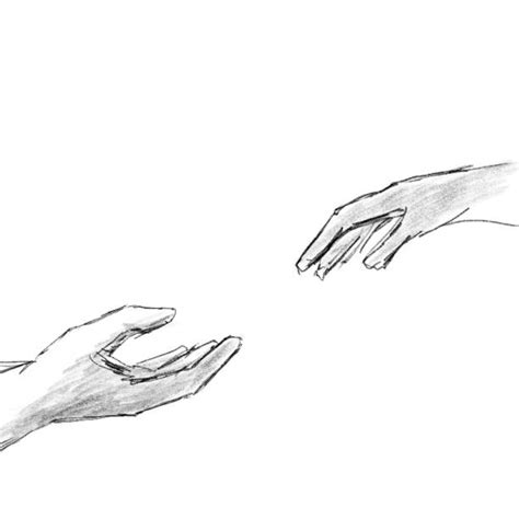 Drawing Of A Two Hands Reaching For Each Other Illustrations Royalty