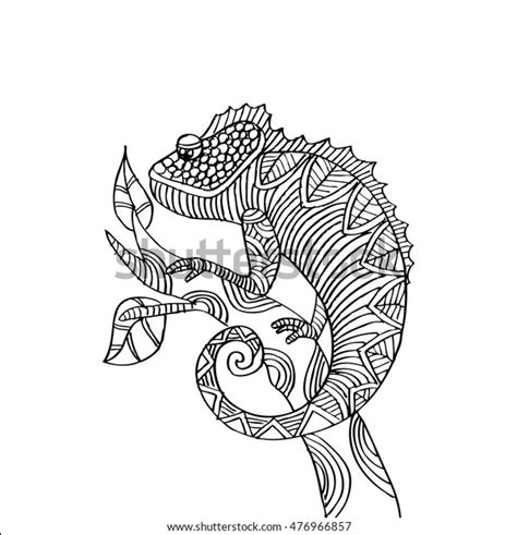 Hand Drawn Chameleon Zentangle Style Stock Vector Royalty Free