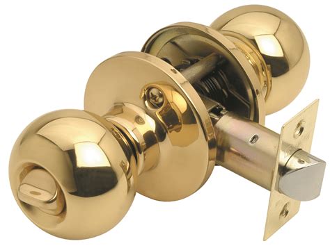 Excel Bala Ball Shaped Privacy Bathroom Door Knob Set Polished Brass