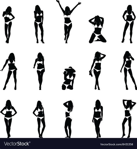 Bikini Girls Black Silhouettes Royalty Free Vector Image