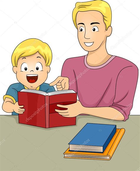 Padre E Hijo Leyendo Libros — Foto De Stock © Lenmdp 51513495
