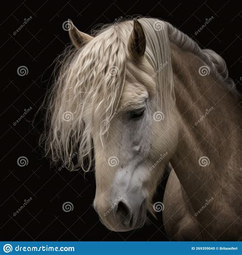 Generative Ai Portrait Of A White Horse Stock Illustration
