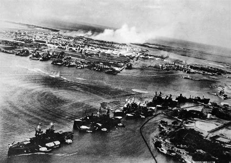 Photo Attack On Battleship Row Of Pearl Harbor Seen From A