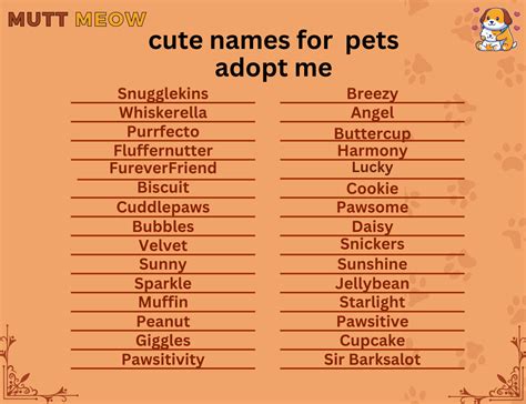 Cute Names For Pets Adopt Me Mutt Meow