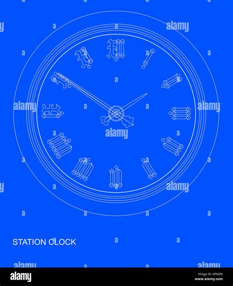 Station Clock Blueprint Stock Photo Alamy