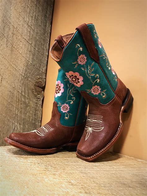 Girls Floral Embroidery Cowgirl Boots Shedron El Potrerito