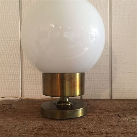 Vintage Glass Globe Accent Lamp With Brushed Brass Base Etsy Glass