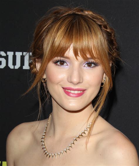 Bella Thorne Long Straight Casual Updo Hairstyle With Layered Bangs